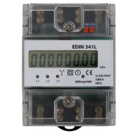 Elektroměr 5-80 A, 1 tarif, 3 fázový, LCD displej, 4M/DIN