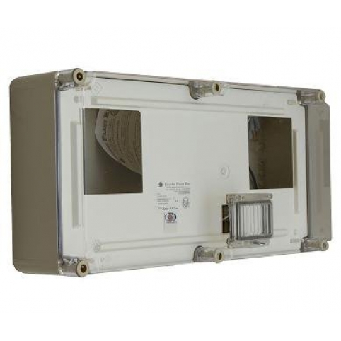 Box pro dva jednofázové elektroměry, příprava + 4 modulové okénko, 300x600x170 mm