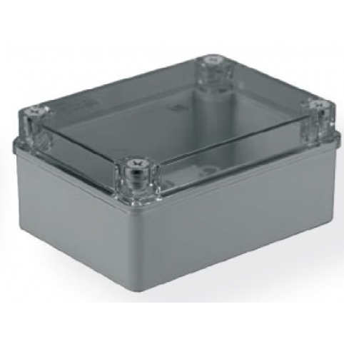 Krabice 150x110x70 mm, bez průchodek, IP 65, transparentní víko