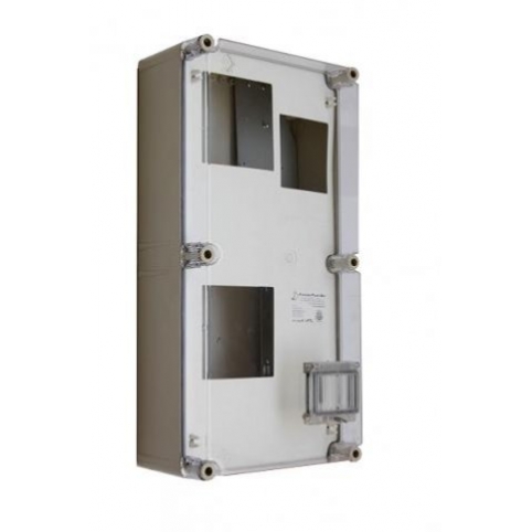 Box pro 2x jednofázový elektroměr, příprava + 4 modulové okénko 300x600x170 mm - montáž na výšku 