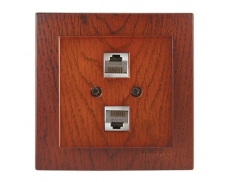 ELITE - Dvojitá datová zásuvka 8PIN - střední dřevo