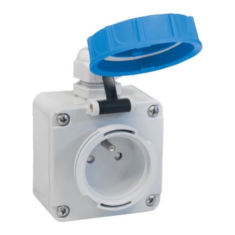 1x16A / IP 68 - Nástěnná zásuvka, s bezpečnostní clonkou