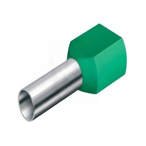 Kabelová dutinka lisovací, dvojitá, izolovaná - zelená, průžez vodiče 2x16 mm, délka bez izolace 16 mm