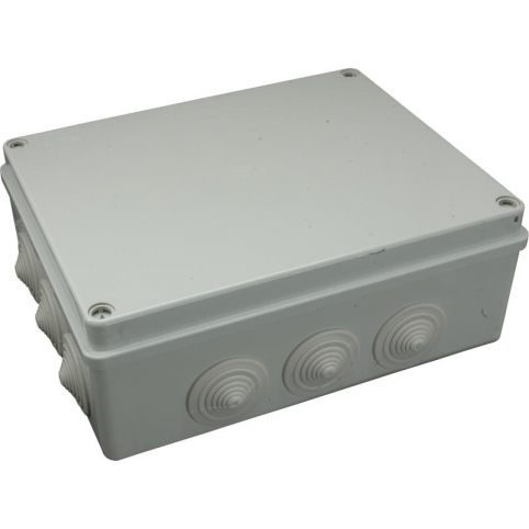 Krabice 380x300x120 mm, 12 kruhových průchodek, IP 55
