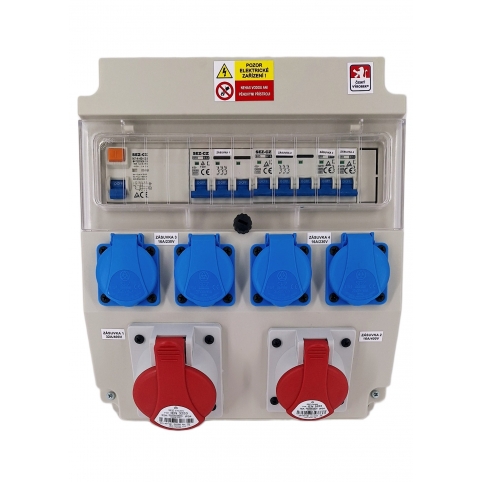 Zásuvková rozvodnice 4x230 V, 1x 3253, 1x1653, plně jištěná, chráněná 6 kA