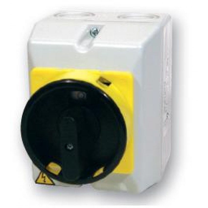 Vačkový spínač v krytu IP 65, uzamykatelný na visací zá...