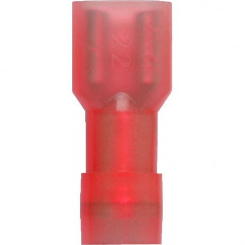 Kabelová dutinka (faston) lisovací, celoizolovaná, červená, průřez vodiče 0,5-1,5 mm2, stálost -55 °C až +125 °C