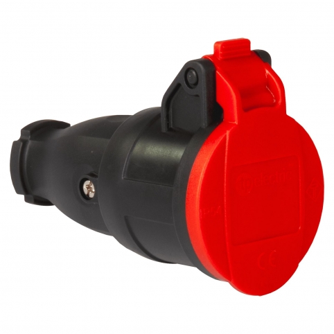 1x16A / IP 54 - Pryžová spojovací zásuvka s pružinovým víčkem