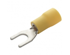 Lisovací vidlička, izolovaná - žlutá, M6, průřez vodiče 4-6 mm2 