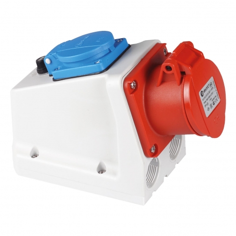 5x16A / IP 44 - Kombinovaná zásuvka s pojistkou, francouzská