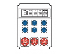 Zásuvková rozvodnice 1x3253+2x1653+6x230 V, jištěná, s ...