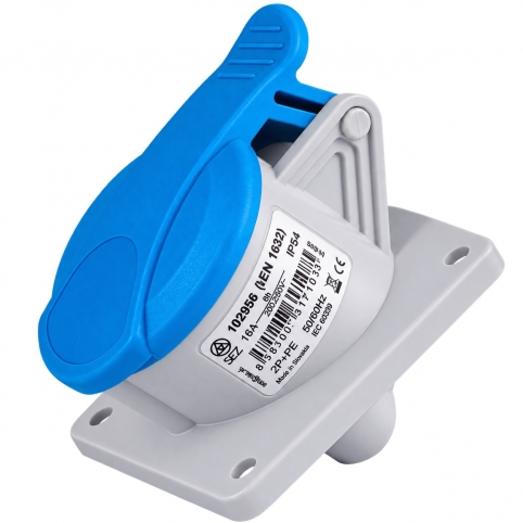 Zásuvka vestavná šikmá, 230 V, IP 54, 16 A, 3-pól