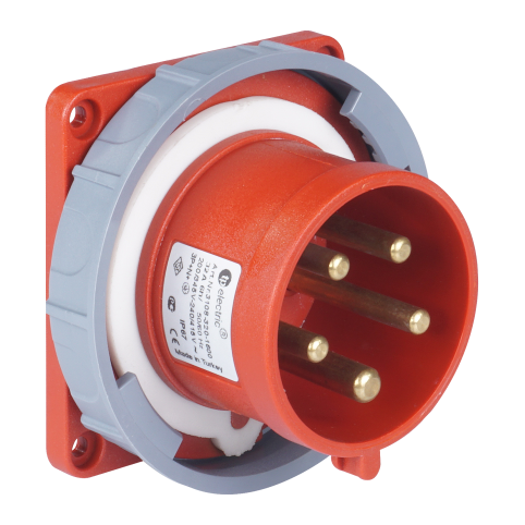 5x32A / IP 67 - Vestavná přívodka, rovná, příruba 83x90, Quick Connect