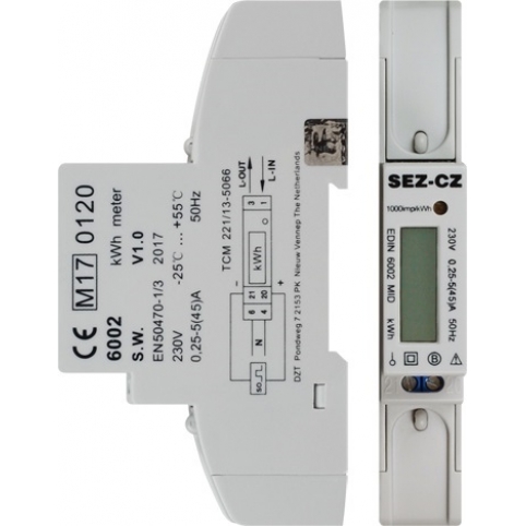 Fakturační elektroměr, MID, 5-45 A, 1 tarif, 1 fázový, LCD displej, 1M/DIN