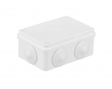 Krabice 120x80x50 mm, 6 kruhových průchodek, IP65, bílá
