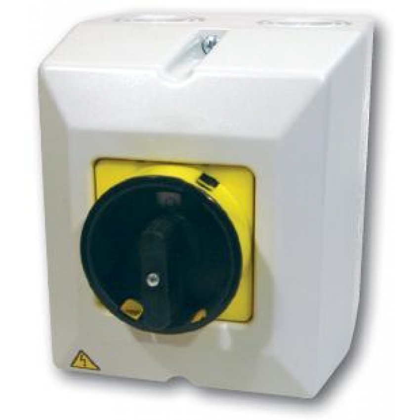 Vačkový spínač v krytu IP65, uzamykatelný na visací zám...