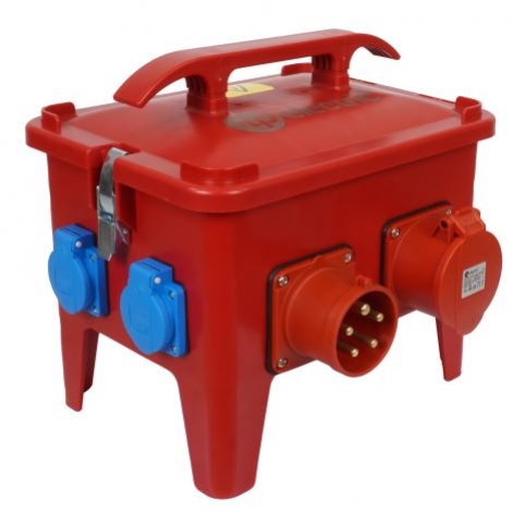 Mobilní zásuvkový box, 4x230 V, 1x32 A 5P 400 V, 2x16 A 5P 400 V, chránič a jištění, přívodka 32 A 5P,  IP 44 