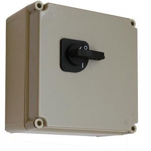 Box s vačkovým spínačem - hlavní vypínač 300x300x170 mm, svorkovnice 3P, PE, N na montážní desce
