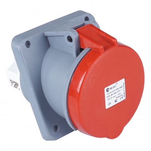 5x63A / IP 44 - Vestavná zásuvka, úhlová, 100x107