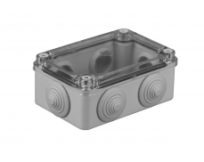 Krabice 120x80x50 mm, 6 kruhových průchodek, IP 65, tra...