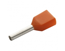 Kabelová dutinka lisovací, dvojitá, izolovaná - oranžová, průřez vodiče 2x0,5 mm2, délka bez izolace 10 mm