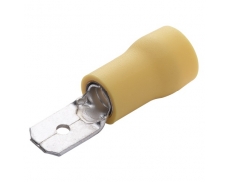 Plochý spojovací kolík s izolací - žlutý, 6,3x0,8 mm, p...