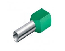 Kabelová dutinka lisovací, dvojitá, izolovaná - zelená, průžez vodiče 2x16 mm, délka bez izolace 16 mm