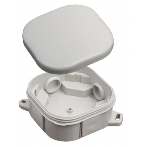 Instalační krabice na stěnu IP 54, 92x92x44 mm, 4 průchodky, bez svorek, šedá