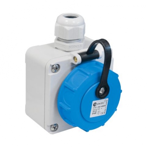 1x16A / IP 68 - Nástěnná zásuvka, s bezpečnostní clonkou