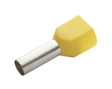 Kabelová dutinka lisovací, dvojitá, izolovaná - žlutá, průřez vodiče 2x1 mm2, délka bez izolace 10 mm