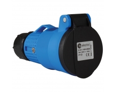 1x16A / IP 44 - Spojovací zásuvka, modrá, vývodka