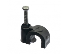 Natloukací kabelová příchytka, černá, pro kulaté kabely...