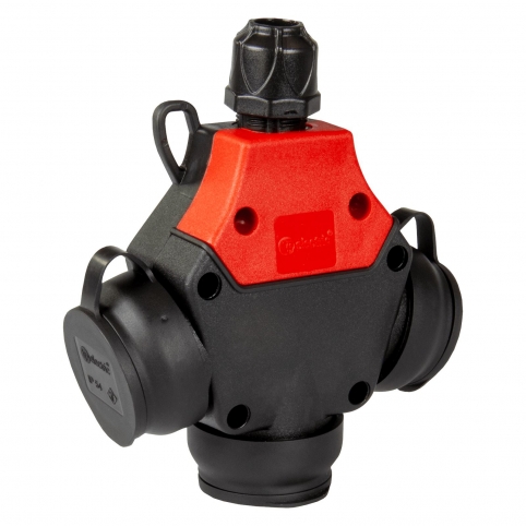 1x16A / IP 54 - Roztrojka pryžová, třífázová, francouzské zásuvky 250 V