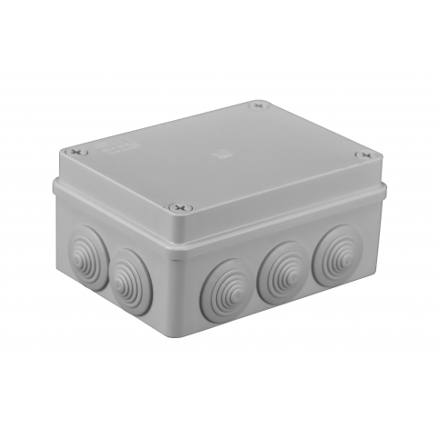 Krabice 150x110x70 mm, 10 kruhových průchodek, IP 65