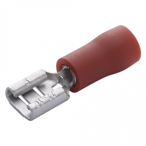 Plochá dutinka, izolovaná - červená, 4,8x0,8 mm, průřez vodiče 0,5-1,5 mm2   