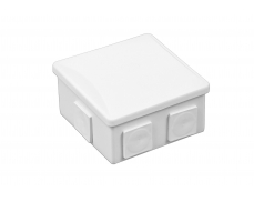 Krabice 80x80x40 mm, 6 hranatých průchodek, IP 44, bílá