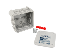Krabicová rozvodka plastová, 114x114x57 mm, IP 55, 850 C, HF