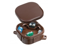 Instalační krabice na stěnu IP 54, 92x92x44 mm, 4 průchodky, 5x2 svorky 4 mm2, hnědá