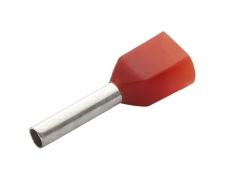 Kabelová dutinka lisovací, dvojitá, izolovaná - červená, průřez vodiče 2x1 mm2, délka bez izolace 8 mm