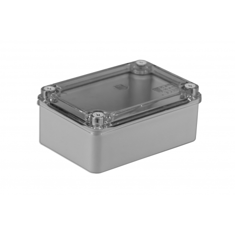 Krabice 120x80x50 mm, bez průchodek, IP 65, trasparentní víko