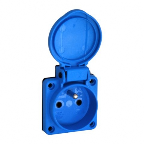 1x16A / IP 54 - Vestavná zásuvka, 230 V, modrá