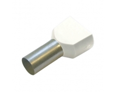 Kabelová dutinka lisovací, dvojitá, izolovaná - bílá, průřez vodiče 2x0,75 mm2, délka bez izolace 8 mm