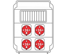 Zásuvková rozvodnice 4x1643, 11 modulové okénko, IP 54