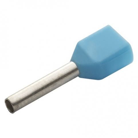Kabelová dutinka lisovací, dvojitá, izolovaná - modrá, průřez vodiče 2x2,5 mm2, délka bez izolace 10 mm