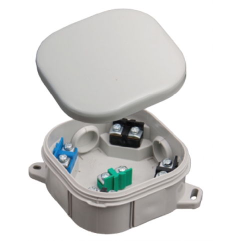 Instalační krabice na stěnu IP 54, 92x92x44 mm, 4 průchodky, 5x2 svorky 4 mm2, šedá