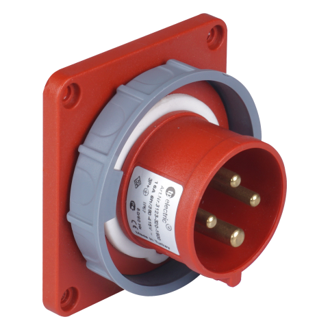 4x32A / IP 67 - Vestavná přívodka, rovná, příruba 83x90, Quick Connect