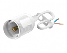 Plastová objímka vnější závit + kabel E27 bílá