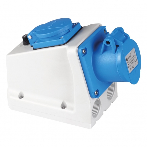 3x16A / IP 44 - Kombinovaná zásuvka s pojistkou, francouzská