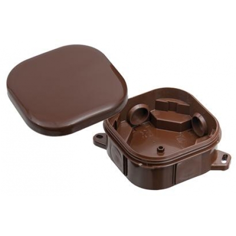 Instalační krabice na stěnu IP 54, 92x92x44 mm, 4 průchodky, bez svorek, hnědá