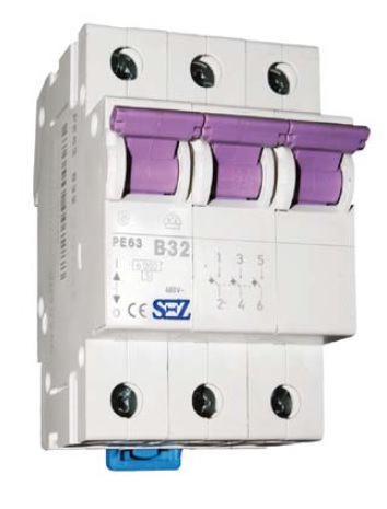 SEZ KR,  Jistič třípólový charakteristika C, 6A, 6kA